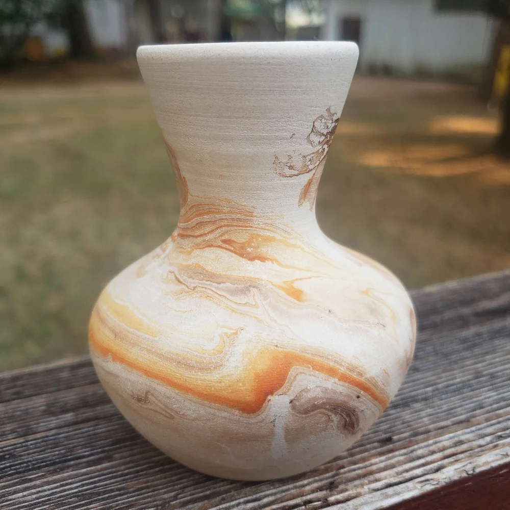 Mini Nemadji Pottery - Painted Swirl Vase - MINI